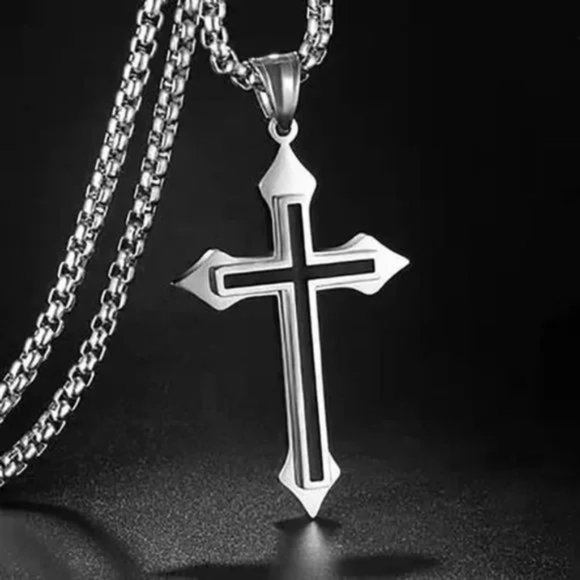 New Men’s Stainless Steel Cross Necklace - Picture 1 of 5